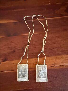 Religious Scapular Necklace Pair - Beige Images